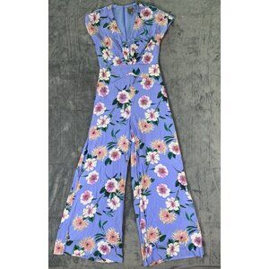 Taylor Jumpsuit Romper Blue Floral Sleeveless Size 2 Tropical Casual